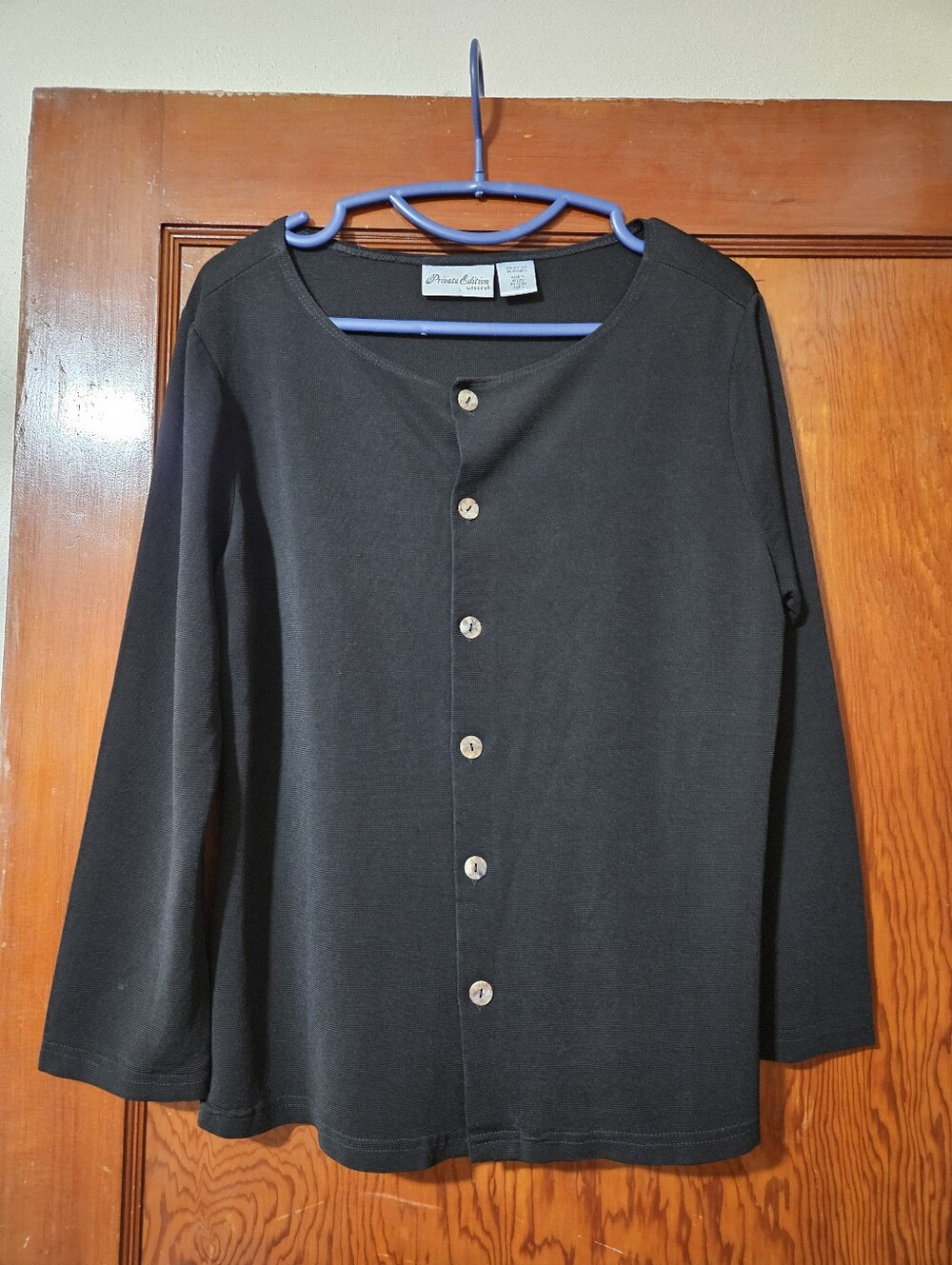 Chico's Private Edition Black Long-sleeve Buttoned Blouse Jacket Size 2 Large